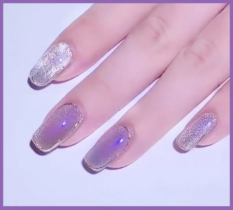 Milk Tea Crystal Stone Cat Eye Nail