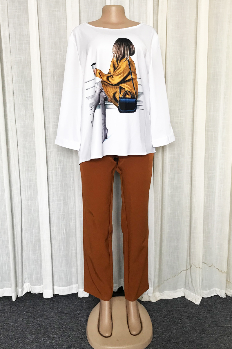 African Plus-size Women's Two-piece Printed Head Set