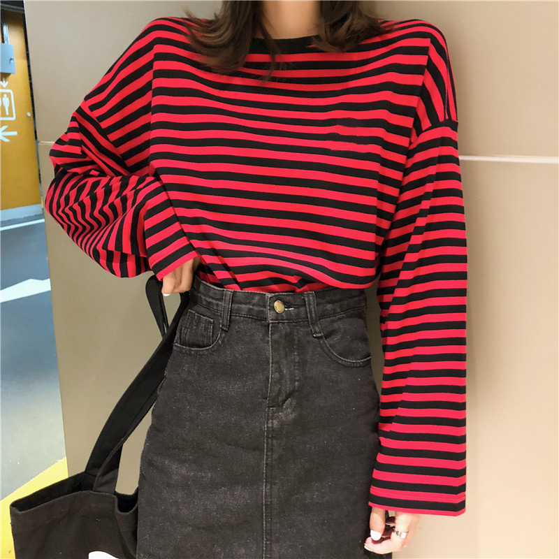 Title 5, Black And Red Stripes Loose Women