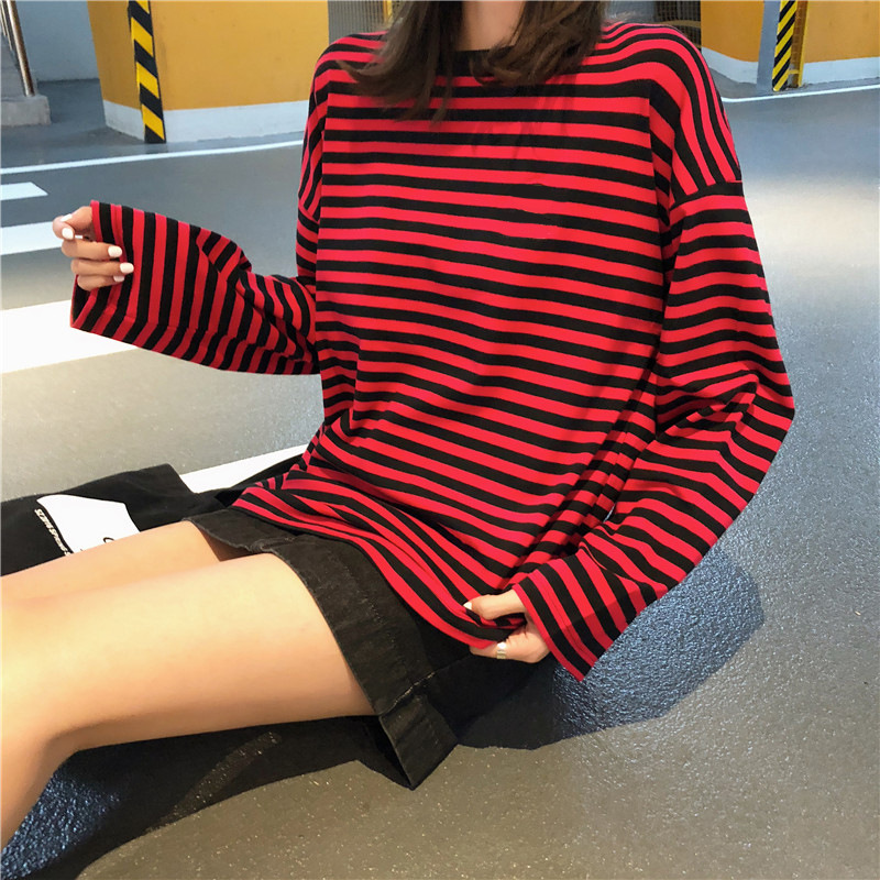 Title 6, Black And Red Stripes Loose Women