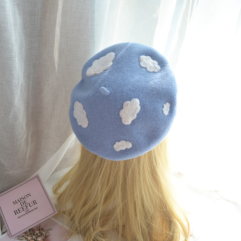 Handmade Wool Felt F Resh Japanese Cloud Beret Cute Hat