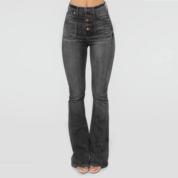 Simple High waist Slim fit And Thin breasted Jeans Black - Shop at LoveMi