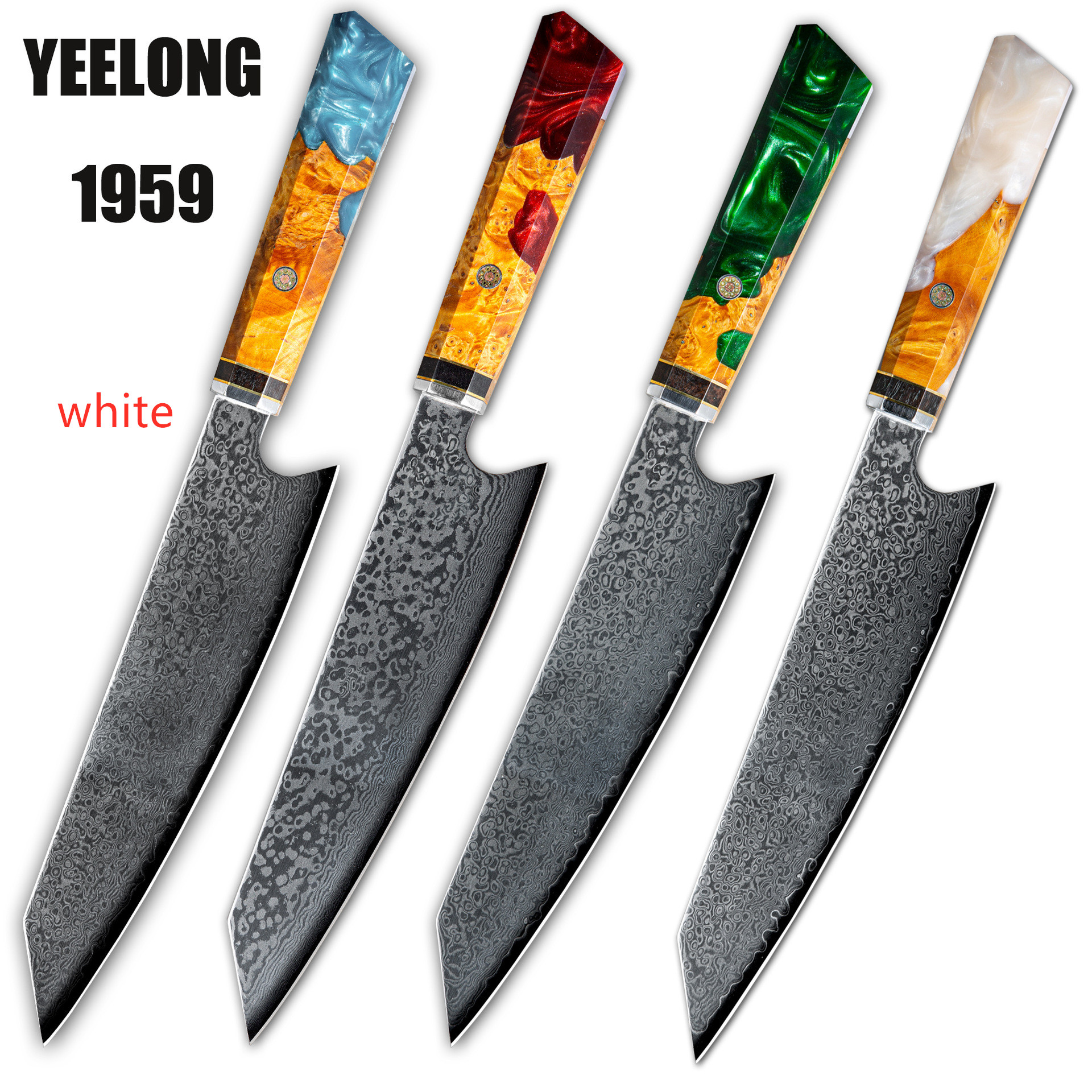 Damascus Steel Chef's Knife Chef's Knife in White