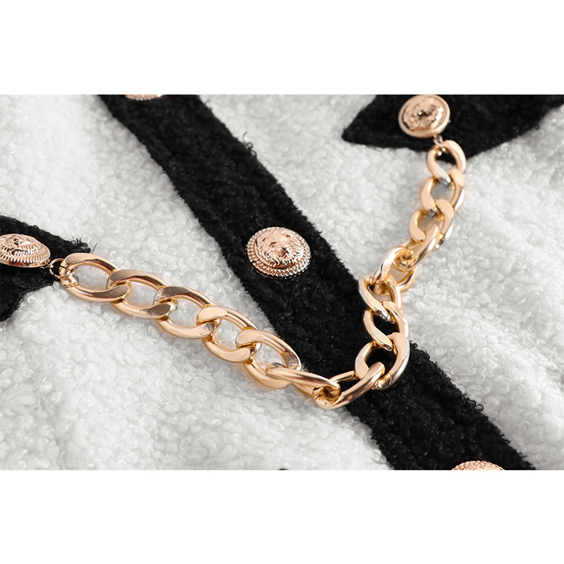 Woolen Dress With Black And WWhite Contrast Halterneck Dress