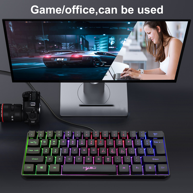Ergonomic 61-key Gaming Membrane Keyboard RGB Light Mini Keyboard | 10,000+ Sold - View 2 of 5 | BigMoetsy