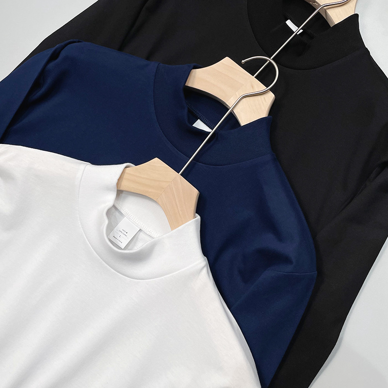 Men's Casual Half-High Collar Mid-Neck Long-Sleeved t-Shirt