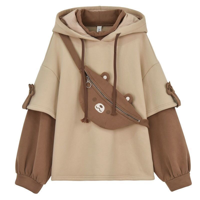 Title 3, Korean Style Student Loose Hooded Pullover Coat