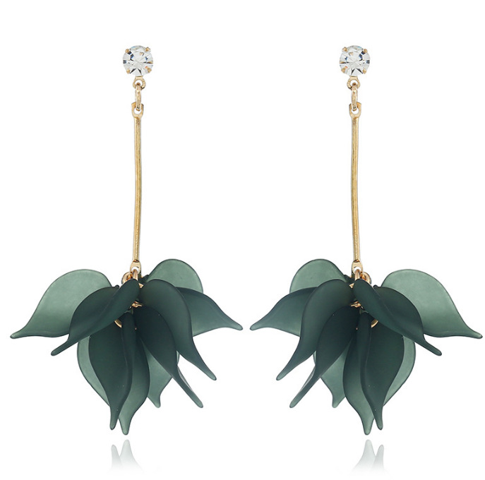 Frosted Multi-layer Petal Tassel Earrings