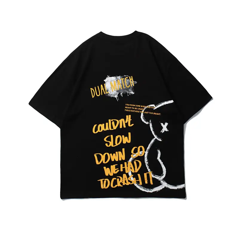 Harajuku Style Bear Graffiti Print Short-Sleeved T-Shirt