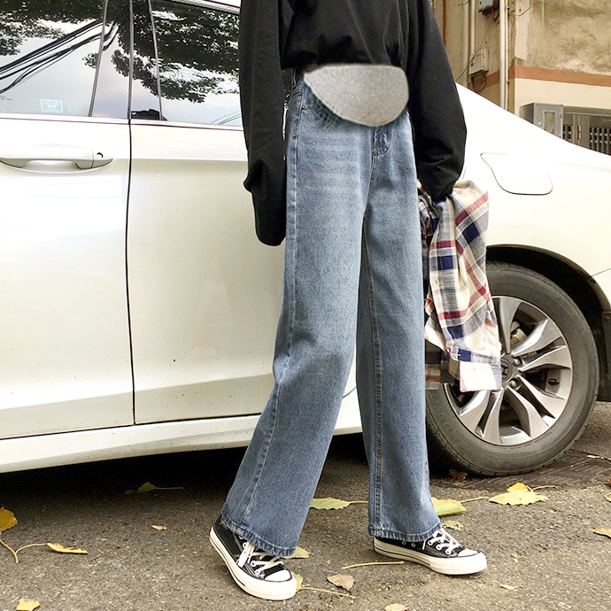 Maternity wide-leg jeans loose belly lift trousers