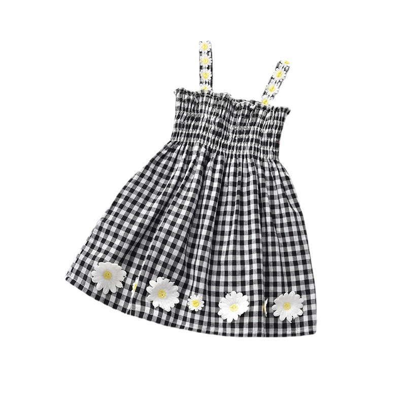 Girls Plaid dress Princess Suspender Skirt