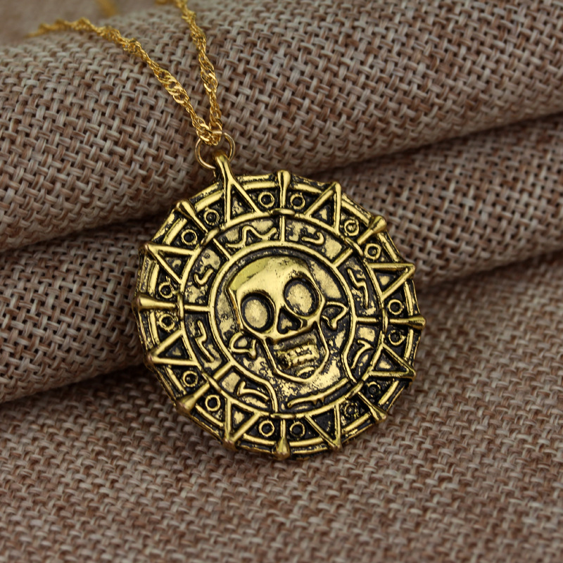 Pirates of the Caribbean Gold Coin Skull Necklace
