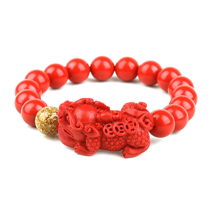 Red Cinnabar Brave Bracelet Couple Hand Beaded