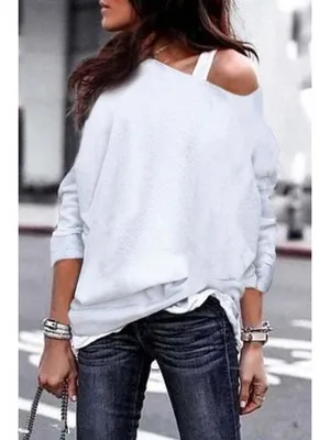 Fashion Round Neck Long Sleeve Blouse White - Shop at LoveMi