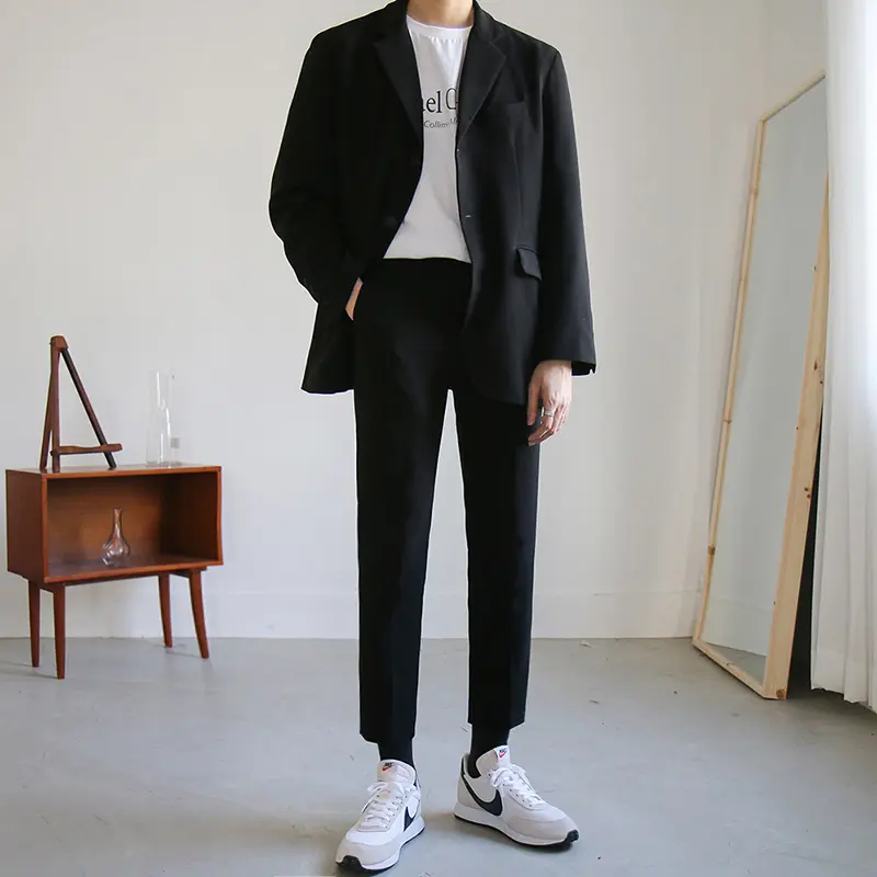Men's slim trousers straight-leg pants loose cropped trousers
