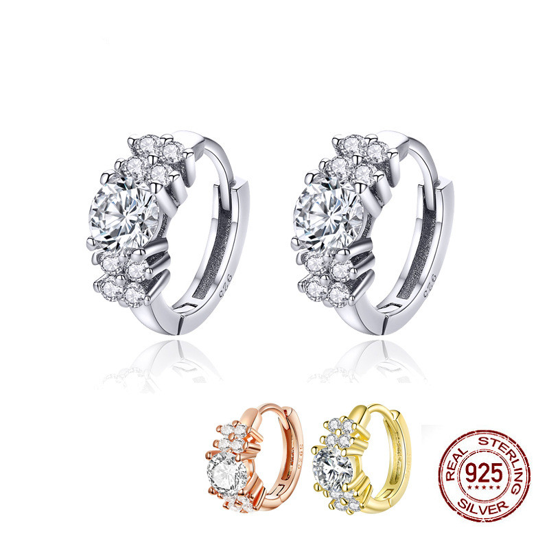 Fashion Three-Color Sterling Silver Zircon Earrings
