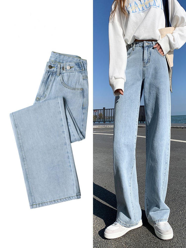 Title 1, Dames high-waisted jeans, recht en los, voor la...