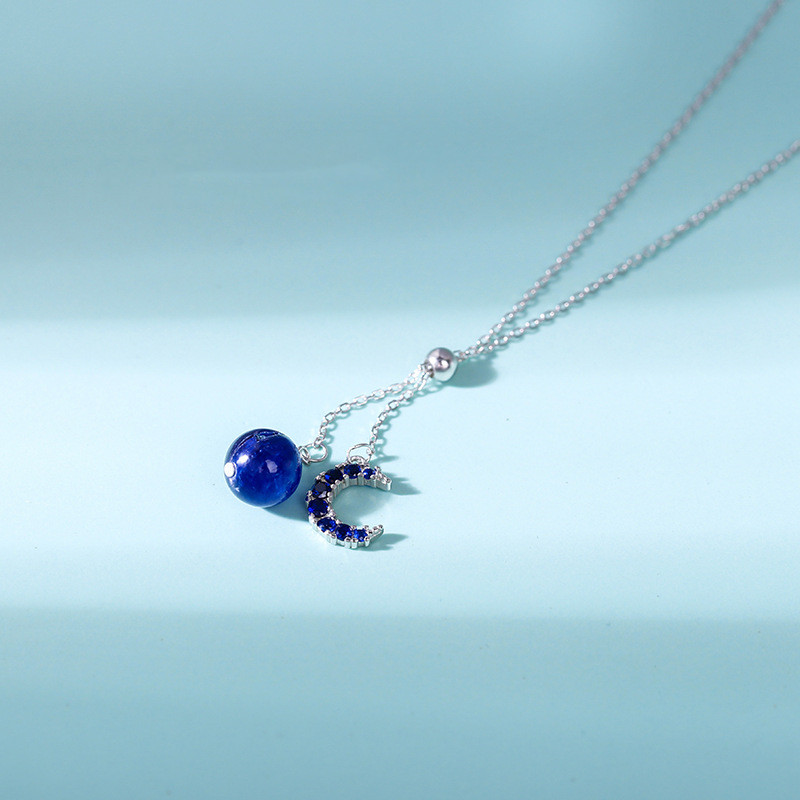 Planet Moon Zircon Necklace s925 Silver Necklace Female Clavicle Chain Adjustable