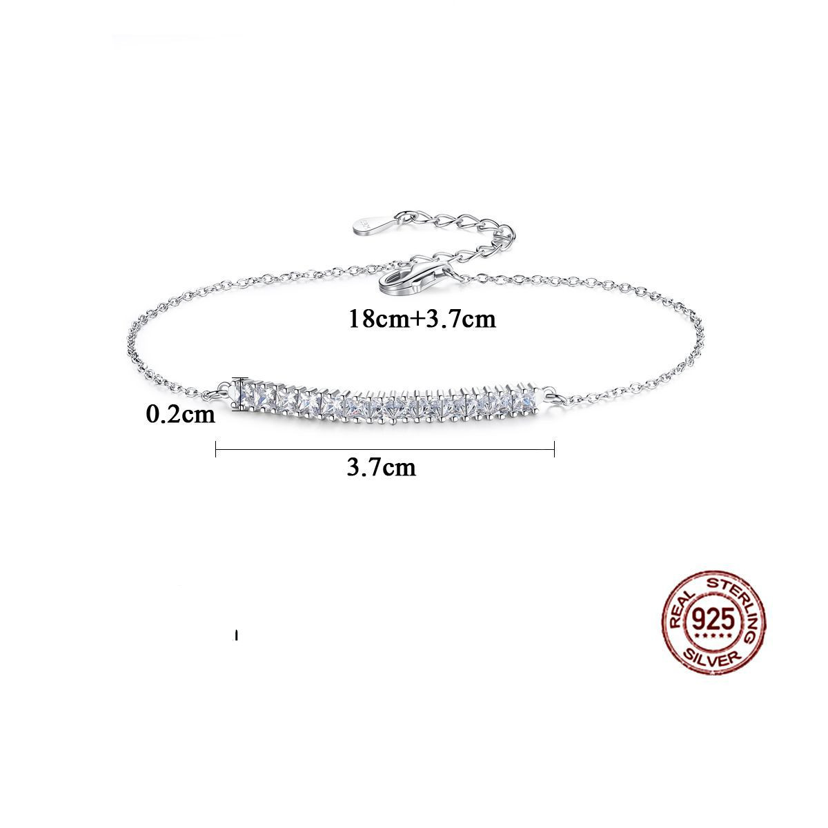 Silver Bracelet Flashing Silver Inlaid With Zirconium