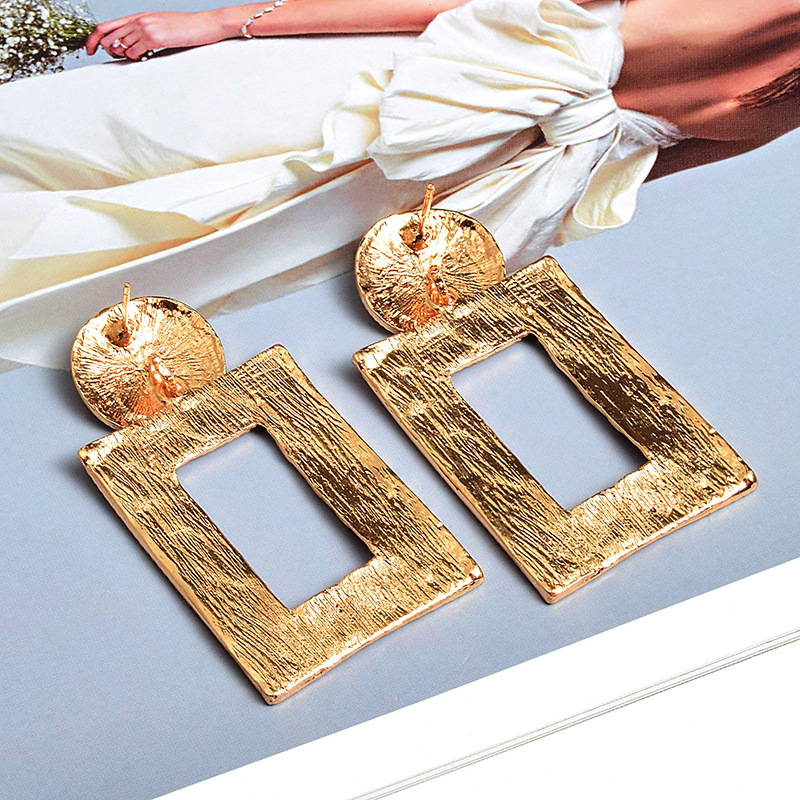 European And American Style Fashion Earrings Metal Square Simple Earrings
