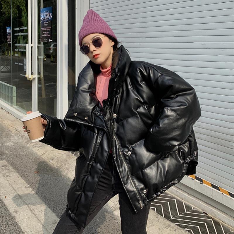 Hong Kong Style Retro Thick Leather Padded Jacket