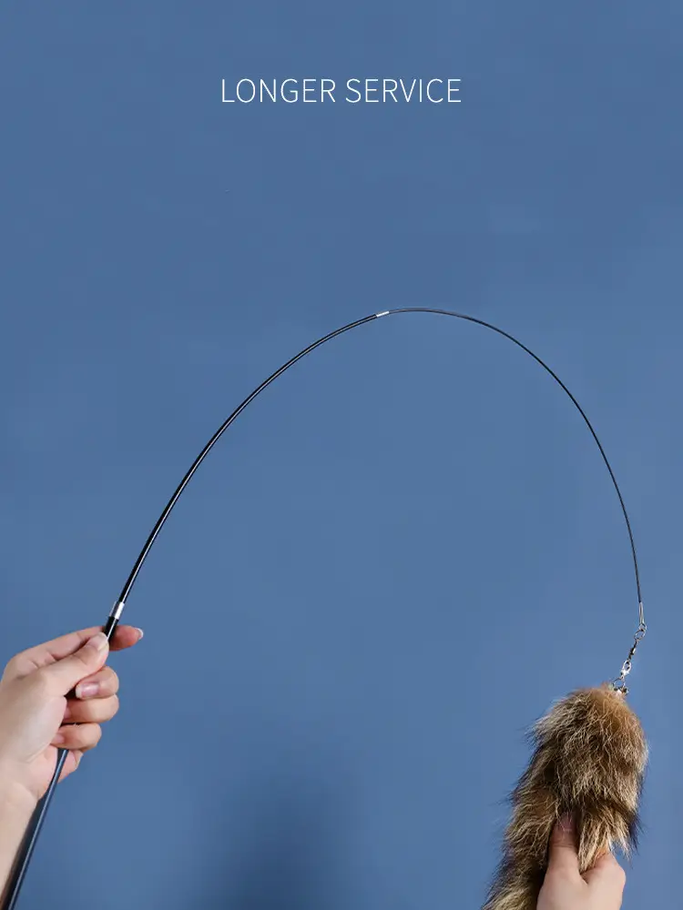 Funny Cat Stick Cat Toy Fairy Raise Cat Fox Tail Feather Telescopic Long Rod Bite Resistant Artifact Cat Supplies