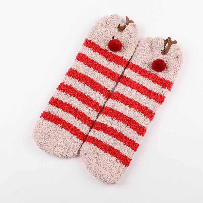 Coral Fleece Christmas Cartoon Terry Socks