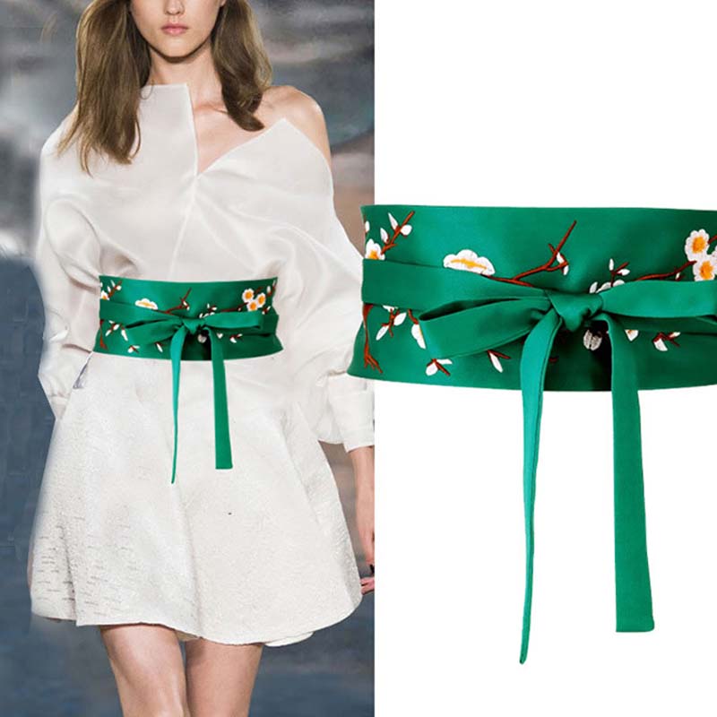 Fashion Embroidered Girdle Women's Wide Belt