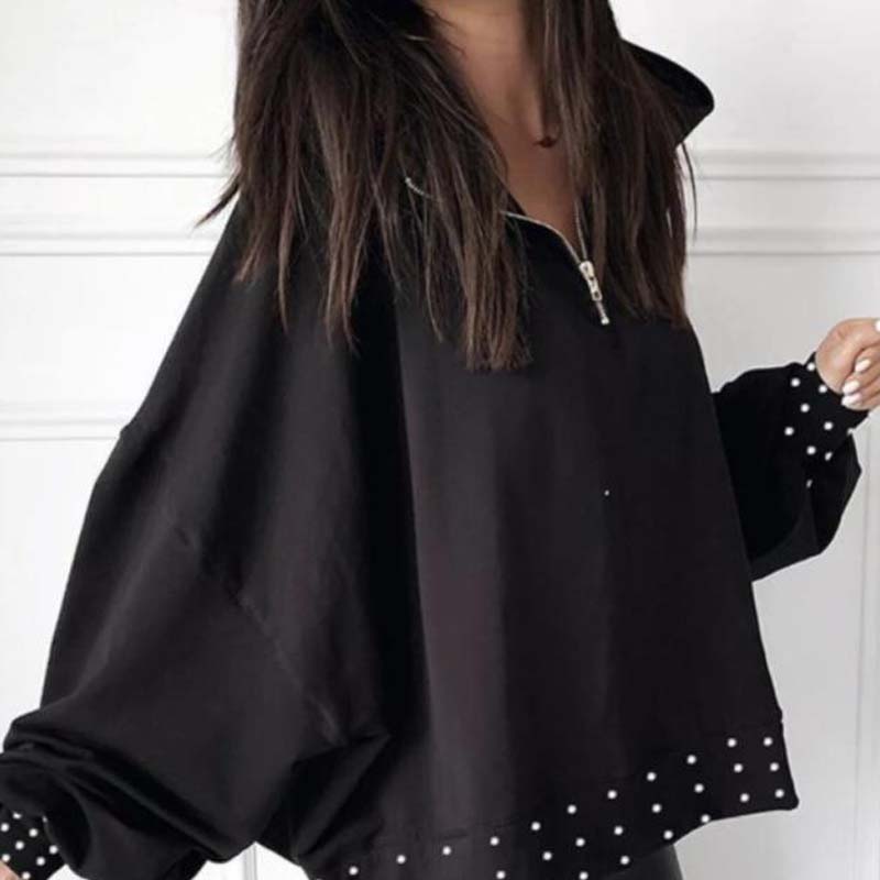 Title 1, Fashion Simple Black Casual Bubble Bead Top