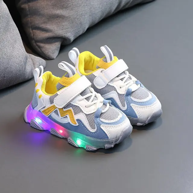 Kids Breathable Bright Light Mesh Velcro Sneakers Grey - Shop at LoveMi