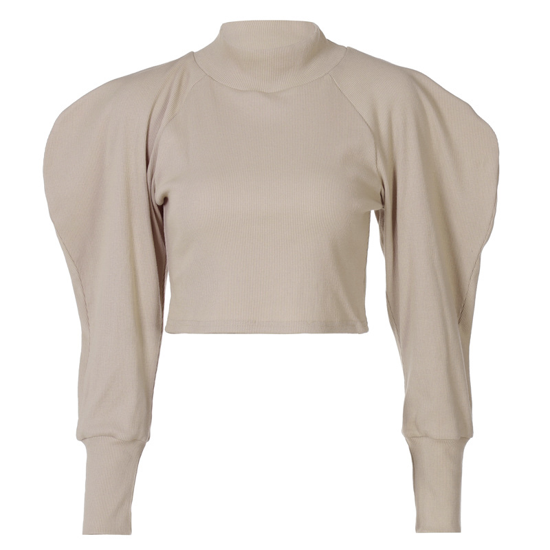 Title 3, Threaded Pullover Slim Solid Color Half High Ne...