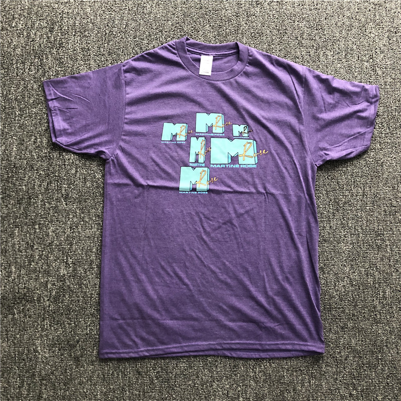 Martin Rose Violet Peacock Blue Short Sleeve Cotton Purple - Shop at LoveMi