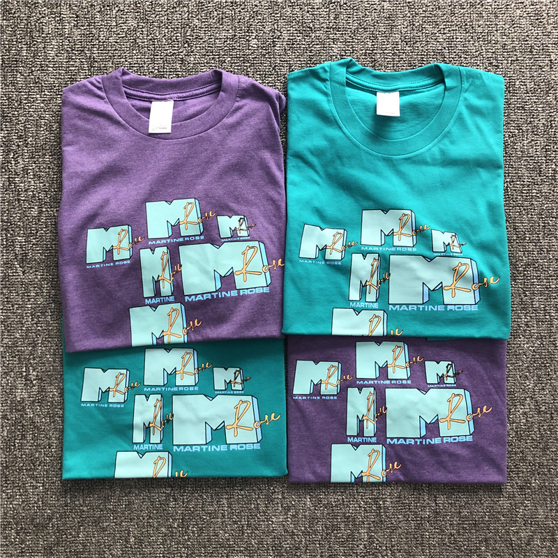 Martin Rose Violet Peacock Blue Short Sleeve Cotton