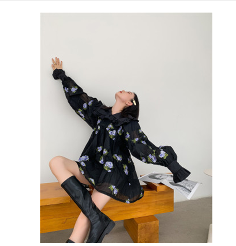 Jacquard Loose Doll Long Sleeve Dress