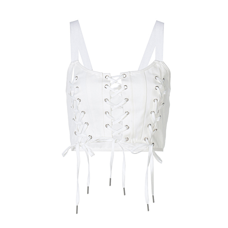 The New Chest Lace-up Hollow Tying Rope Ultra-Short Vest