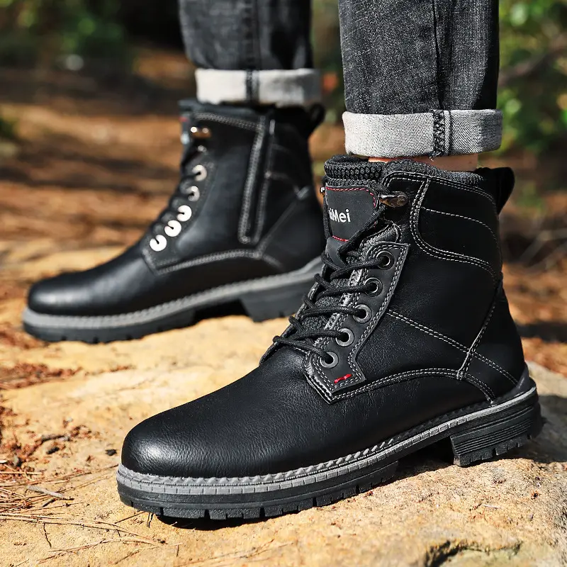 Personality Korean Male High-Top Tooling Boots Outdoor Shoes