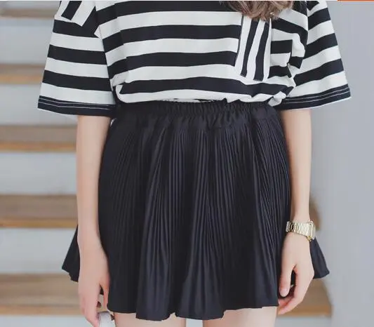 All match A line Half length Pleated Puff Skirt Pants Black - Shop at LoveMi