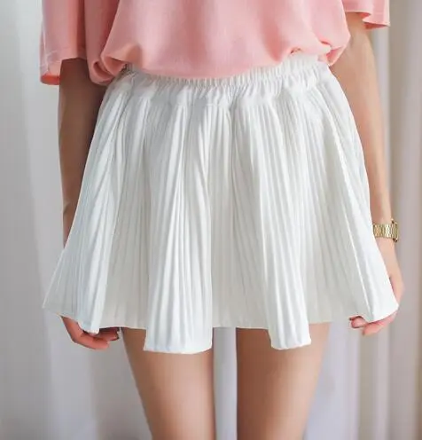 All match A line Half length Pleated Puff Skirt Pants White - Shop at LoveMi