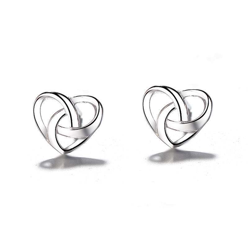 S925 Sterling Silver Heart-shaped Hollow Earrings