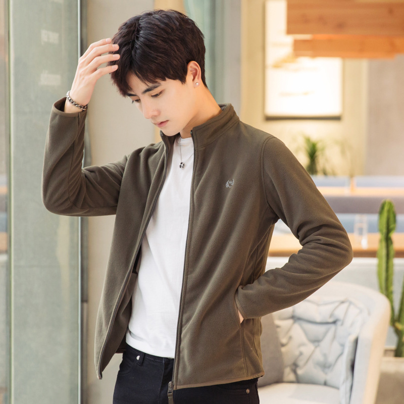 Men's Stand-Collar Cardigan Jacket Fleece Clothes