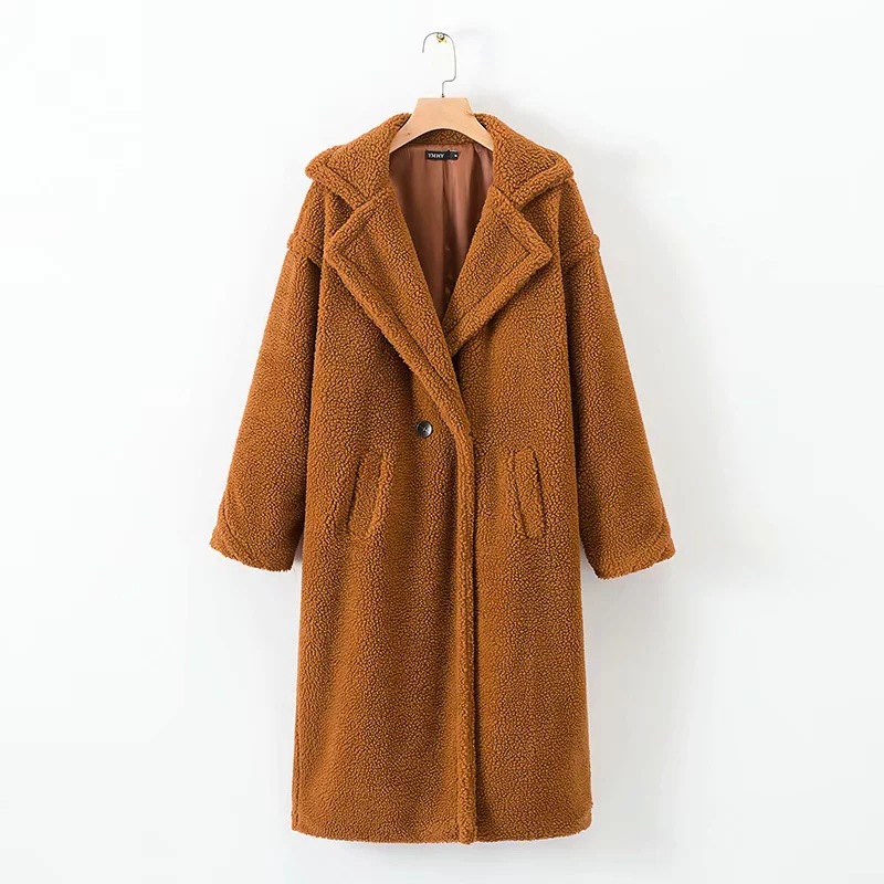 Autumn and Winter Women's New Lamb Wool Long Coat