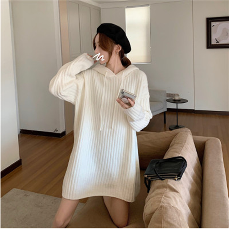 Title 3, Hooded Mid-length Sweater Women Loose