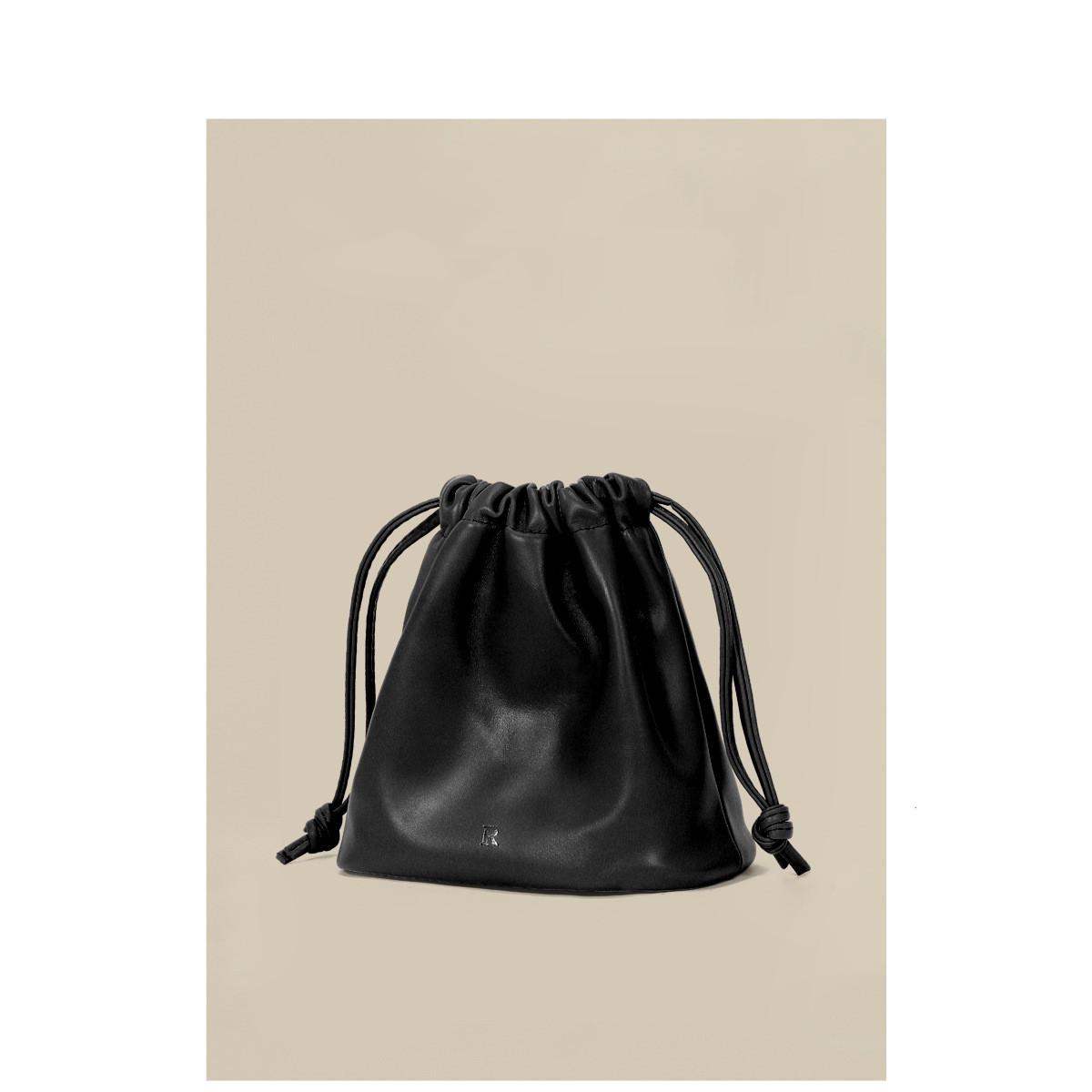 Title 4, Leather Drawstring Bucket Bag Slanting Cross Ba...