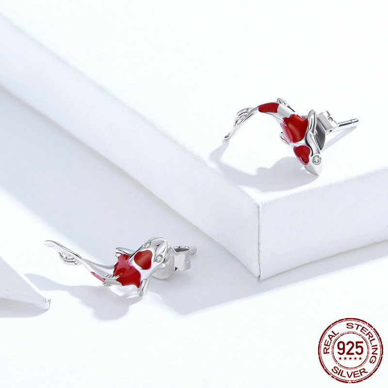 Red Koi S925 Sterling Silver Earrings