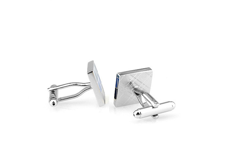 Copper Gradient Blue Plaid Cufflinks, picture 3 of 4