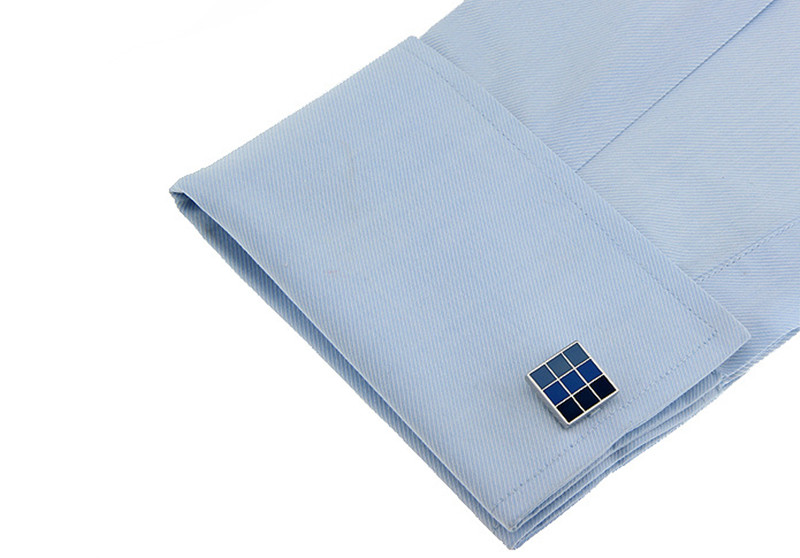 Copper Gradient Blue Plaid Cufflinks, picture 4 of 4