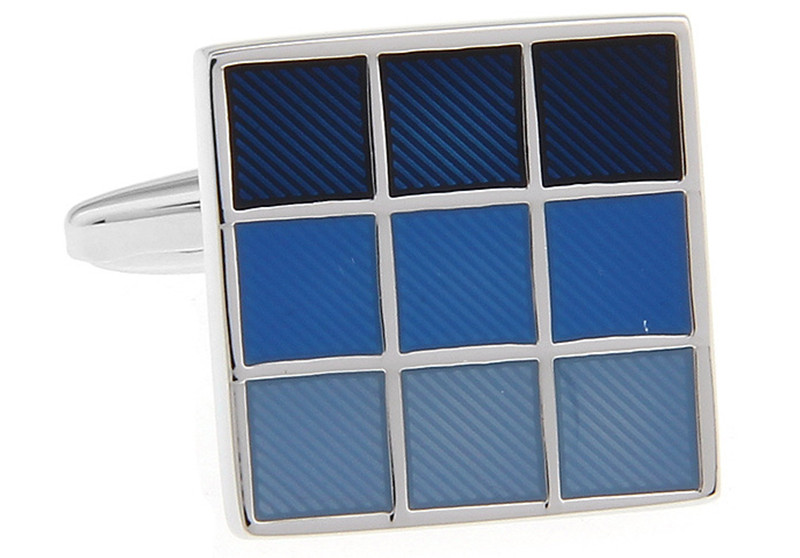 Copper Gradient Blue Plaid Cufflinks, picture 2 of 4