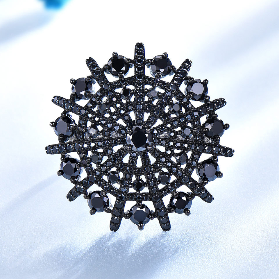 Nano Gemstone Black Spinel Umbrella Ring