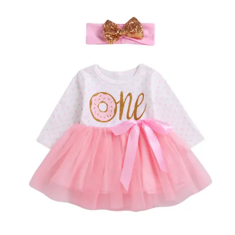 Summer Kids Knitted Top Net Yarn Princess Dress Long