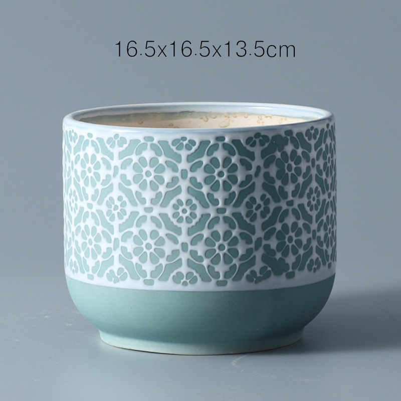 Embossed Personality Hydroponic Home Decoration Flower Pot Ceramics